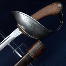 British WW1 1908 Pattern Cavalry Troopers Sword by Enfield, 1916 with Unusual Leather-Covered Steel Scabbard 1